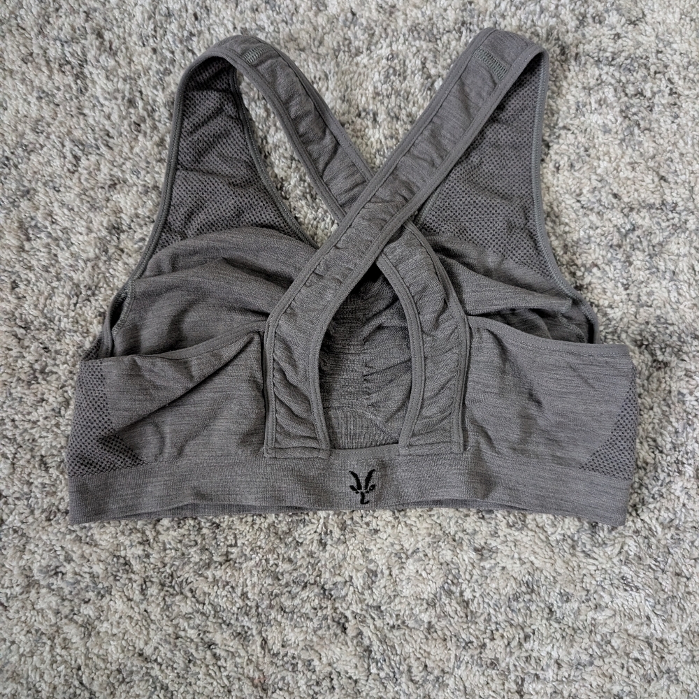Ibex Wool Blend Criss Cross Sports Bra - Picture 3 of 5